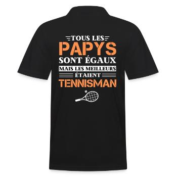 tee shirt humour tennis idee cadeau meilleur papy - Polo Homme - noir - Dos - Kai (181cm)
