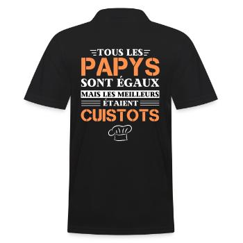 Humour Papy Cuistots Cadeau Cuisinier Papi - Polo Homme - noir - Dos - Kai (181cm)