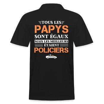 t-shirt humour policier meilleur papy cadeau noel - Polo Homme - noir - Dos - Kai (181cm)