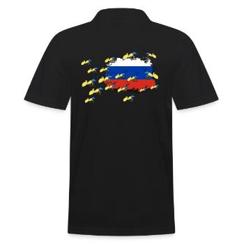 UKRAINE starke ukrainische FRONT Ameise SUPPORT - Männer Poloshirt - Schwarz - Hinten - Kai (181cm)