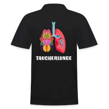 TAUCHEN Apnoetauchen mit TAUCHERlunge oxygen dive - Männer Poloshirt - Schwarz - Hinten - Kai (181cm)