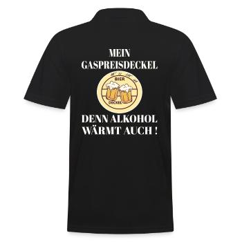 Party Spruch Bier, Bierdeckel, Mein Gaspreisdeckel - Männer Poloshirt - Schwarz - Hinten - Kai (181cm)