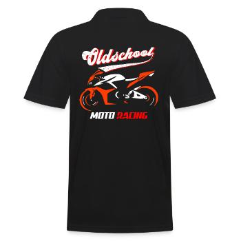 Motorrad Silhouette Design - Männer Poloshirt - Schwarz - Hinten - Kai (181cm)