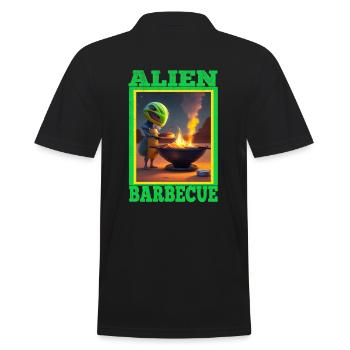 Alien Barbeque Grillen Grillmeister BBQ - Männer Poloshirt - Schwarz - Hinten - Kai (181cm)