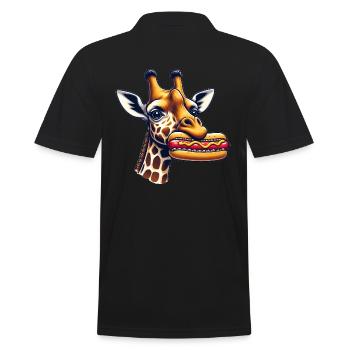 Giraffe enjoys hot dog - Men's Polo Shirt - black - Back - Kai (181cm)