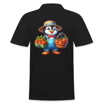 Gardener's penguin Proud harvest helper 🐧🌱 - Men's Polo Shirt - black - Back - Kai (181cm)