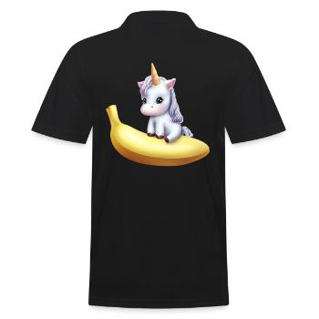 Einhorn auf Banane - Männer Poloshirt - Schwarz - Hinten - Kai (181cm)