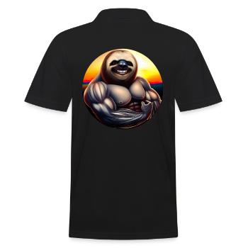 Muscular sloth in sunset - Men's Polo Shirt - black - Back - Kai (181cm)