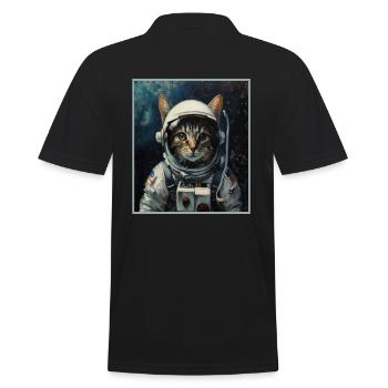 Cat, Space Travel, Rocket, Astronaut, Space - Men's Polo Shirt - black - Back - Kai (181cm)