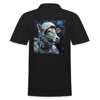 cow, cows, space travel, farmer, rocket, astronaut space - Men's Polo Shirt - black - Back - Kai (181cm)