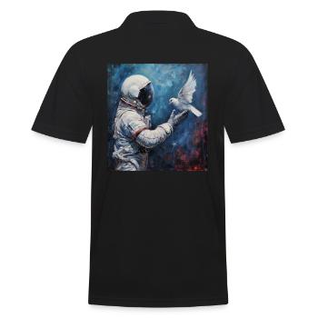 Raumfahrt, Frieden Astronaut mit Taube, Weltraum - Männer Poloshirt - Schwarz - Hinten - Kai (181cm)