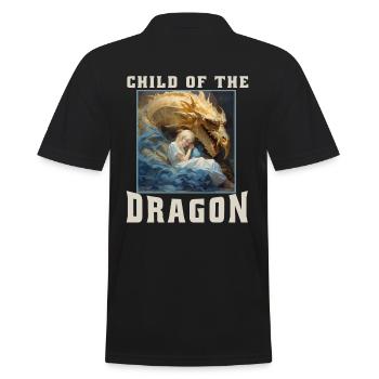 Fantasy , Fabelwesen Drache, Kind des Drachen - Männer Poloshirt - Schwarz - Hinten - Kai (181cm)