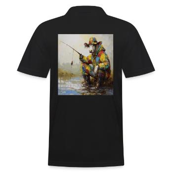 Funny Fishing Fishing Fishing Fisherman Angler Cow - Men's Polo Shirt - black - Back - Kai (181cm)