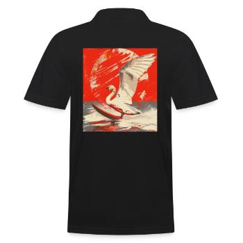 Surfing Artist Water Sports Popart Swan surfer - Men's Polo Shirt - black - Back - Kai (181cm)