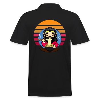 Ramen-Genießer - Männer Poloshirt - Schwarz - Hinten - Kai (181cm)