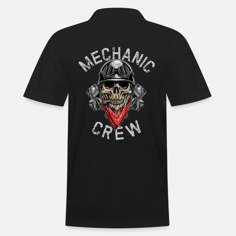 MECHANIC CREW - Biker Skull - Männer Poloshirt - Schwarz