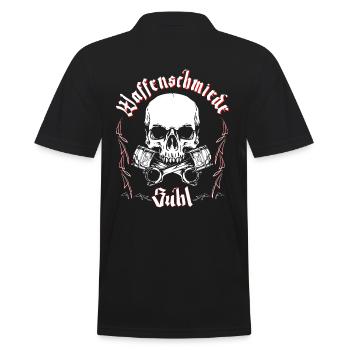 Waffenschmiede Simson Suhl - Kolben - Männer Poloshirt - Schwarz - Hinten - Kai (181cm)
