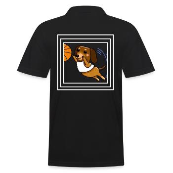 Here Comes The Basketbarker - Männer Poloshirt - Schwarz - Hinten - Kai (181cm)