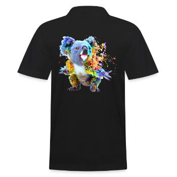 Koala in explosion of colour - Men's Polo Shirt - black - Back - Kai (181cm)