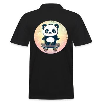 Skateboard panda in sunset - Men's Polo Shirt - black - Back - Kai (181cm)