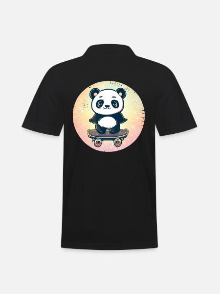 Skateboard panda in sunset - Men's Polo Shirt - black