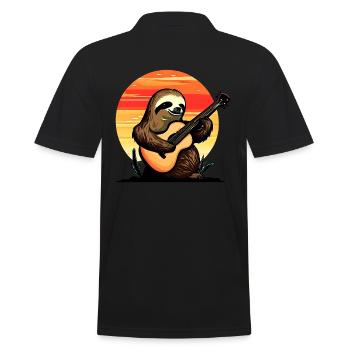 Musikalisches Faultier - Männer Poloshirt - Schwarz - Hinten - Kai (181cm)