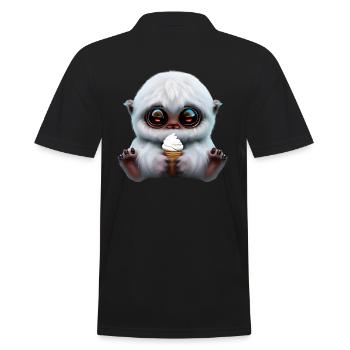 Yeti mit Softeis - Männer Poloshirt - Schwarz - Hinten - Kai (181cm)