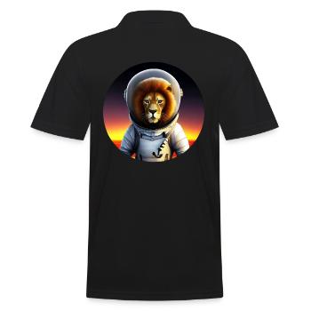 Astronaut Löwe im Sonnenuntergang - Männer Poloshirt - Schwarz - Hinten - Kai (181cm)