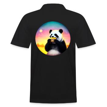 Panda at Cheeseburger Sunset - Men's Polo Shirt - black - Back - Kai (181cm)