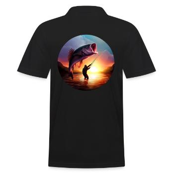 Pêcheur avec coucher de soleil de poisson géant - Polo Homme - noir - Dos - Kai (181cm)