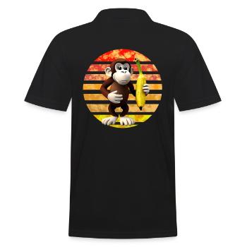 Bananen Affe - Männer Poloshirt - Schwarz - Hinten - Kai (181cm)
