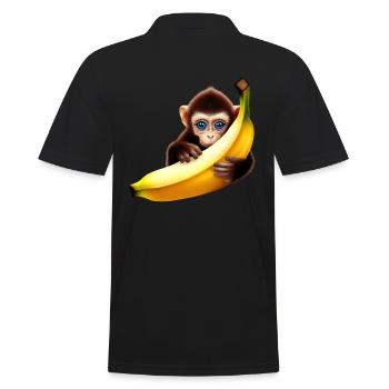 Affe Versteckspiel Banane - Männer Poloshirt - Schwarz - Hinten - Kai (181cm)