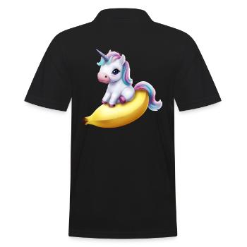 Einhorn auf Banane - Männer Poloshirt - Schwarz - Hinten - Kai (181cm)