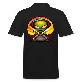 Alien Handpan Player - Men's Polo Shirt - black - Back - Kai (181cm)