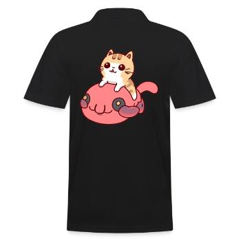 Cat rides a blob fish - Men's Polo Shirt - black - Back - Kai (181cm)