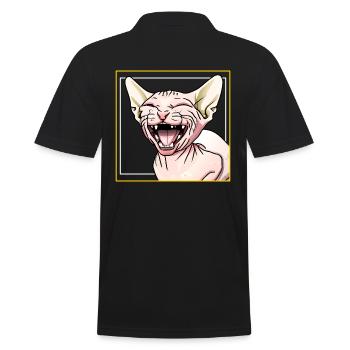 Sphynx-Katze lacht - Männer Poloshirt - Schwarz - Hinten - Kai (181cm)