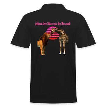 Safari Love Lion and Giraffe - Men's Polo Shirt - black - Back - Kai (181cm)