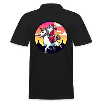 Einhorn Weihnachtsmann - Männer Poloshirt - Schwarz - Hinten - Kai (181cm)