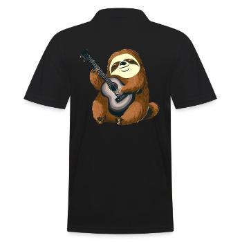 Musikalisches Faultier - Männer Poloshirt - Schwarz - Hinten - Kai (181cm)