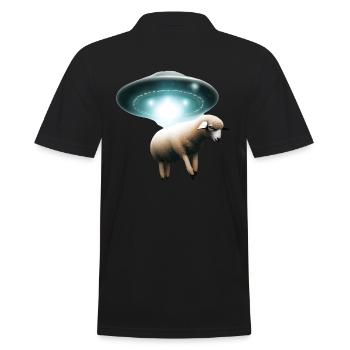 Schaf Entführung durch UFO - Männer Poloshirt - Schwarz - Hinten - Kai (181cm)