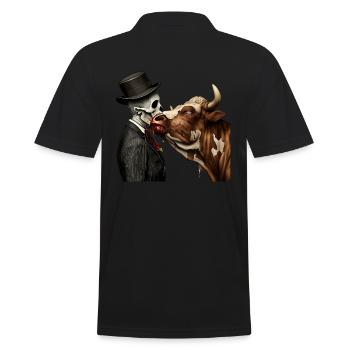 Messieurs zombie embrasse vache - Polo Homme - noir - Dos - Kai (181cm)