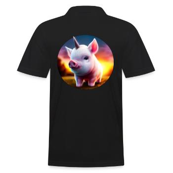 Unicorn pig in sunset - Men's Polo Shirt - black - Back - Kai (181cm)