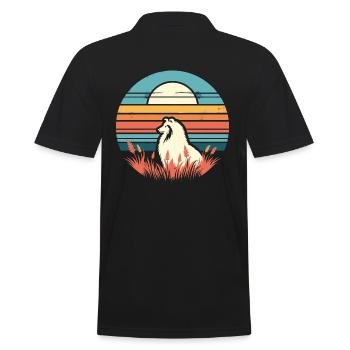 Shetland Sheepdog Vintage Sunset - Männer Poloshirt - Schwarz - Hinten - Kai (181cm)