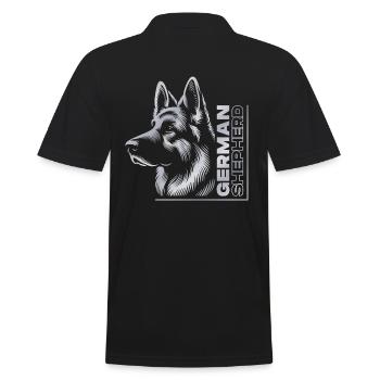 German Shepherd Drawing Head Portrait silver - Men's Polo Shirt - black - Back - Kai (181cm)