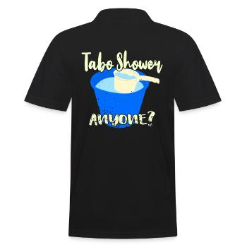 Tabo Shower Anyone? - Männer Poloshirt - Schwarz - Hinten - Kai (181cm)