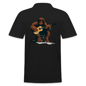 Bigfoot spielt Gitarre - Männer Poloshirt - Schwarz - Hinten - Kai (181cm)