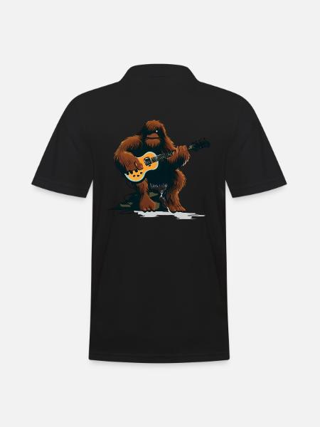 Bigfoot plays guitar - Men's Polo Shirt - black