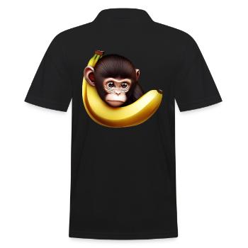 Affe Versteckspiel Banane - Männer Poloshirt - Schwarz - Hinten - Kai (181cm)