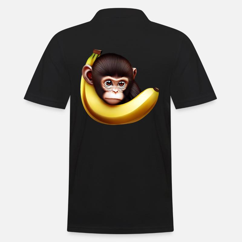 Banane à cache-cache de singe - Polo Homme - noir