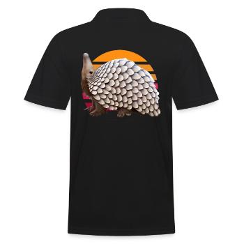 Niedliches Pangolin-Design - Männer Poloshirt - Schwarz - Hinten - Kai (181cm)